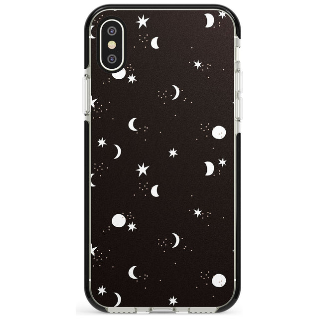 Funky Moons & Stars Phone Case iPhone X / iPhone XS / Black Impact Case,iPhone XR / Black Impact Case,iPhone XS MAX / Black Impact Case Blanc Space