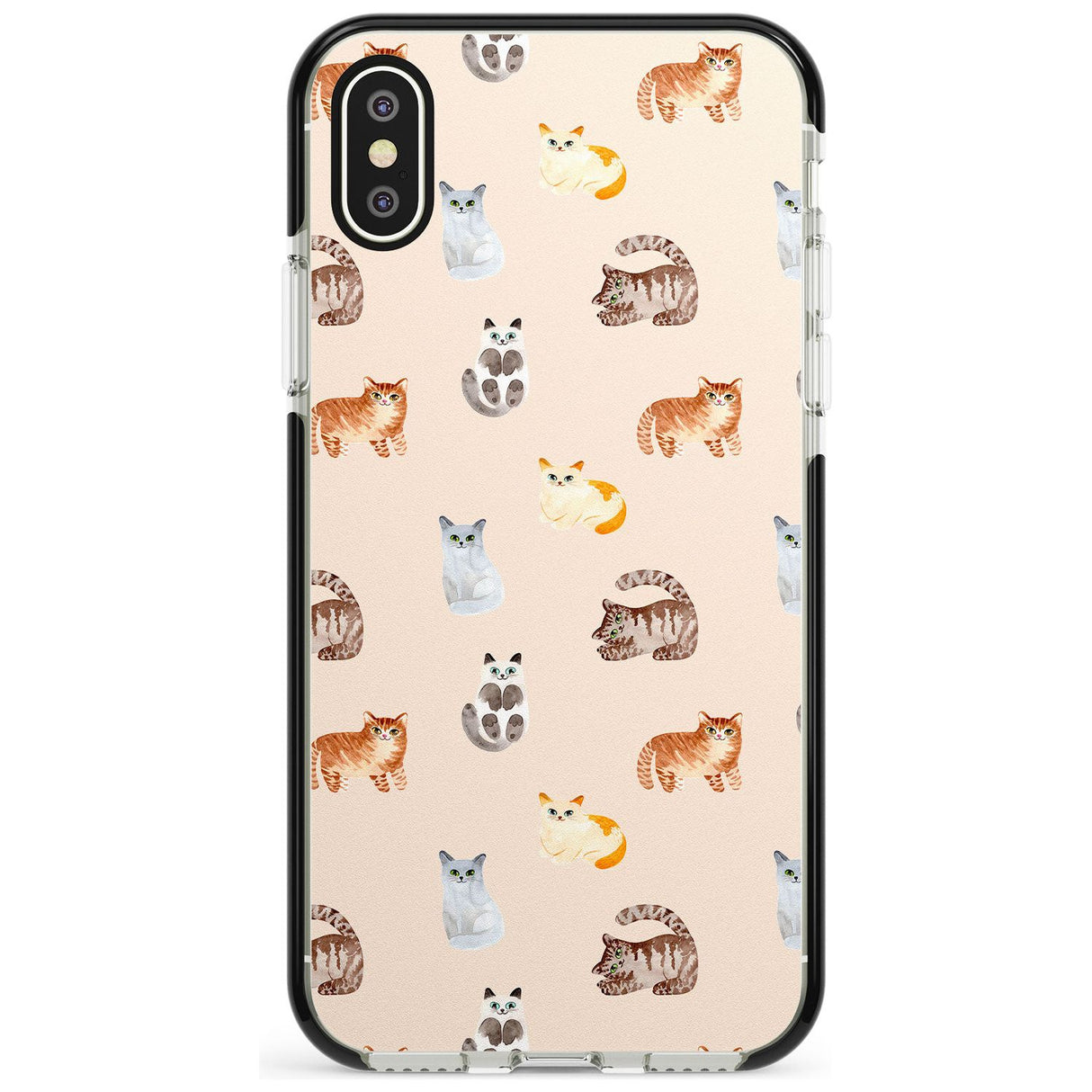 Cute Cat Pattern Pink Fade Impact Phone Case for iPhone X XS Max XR