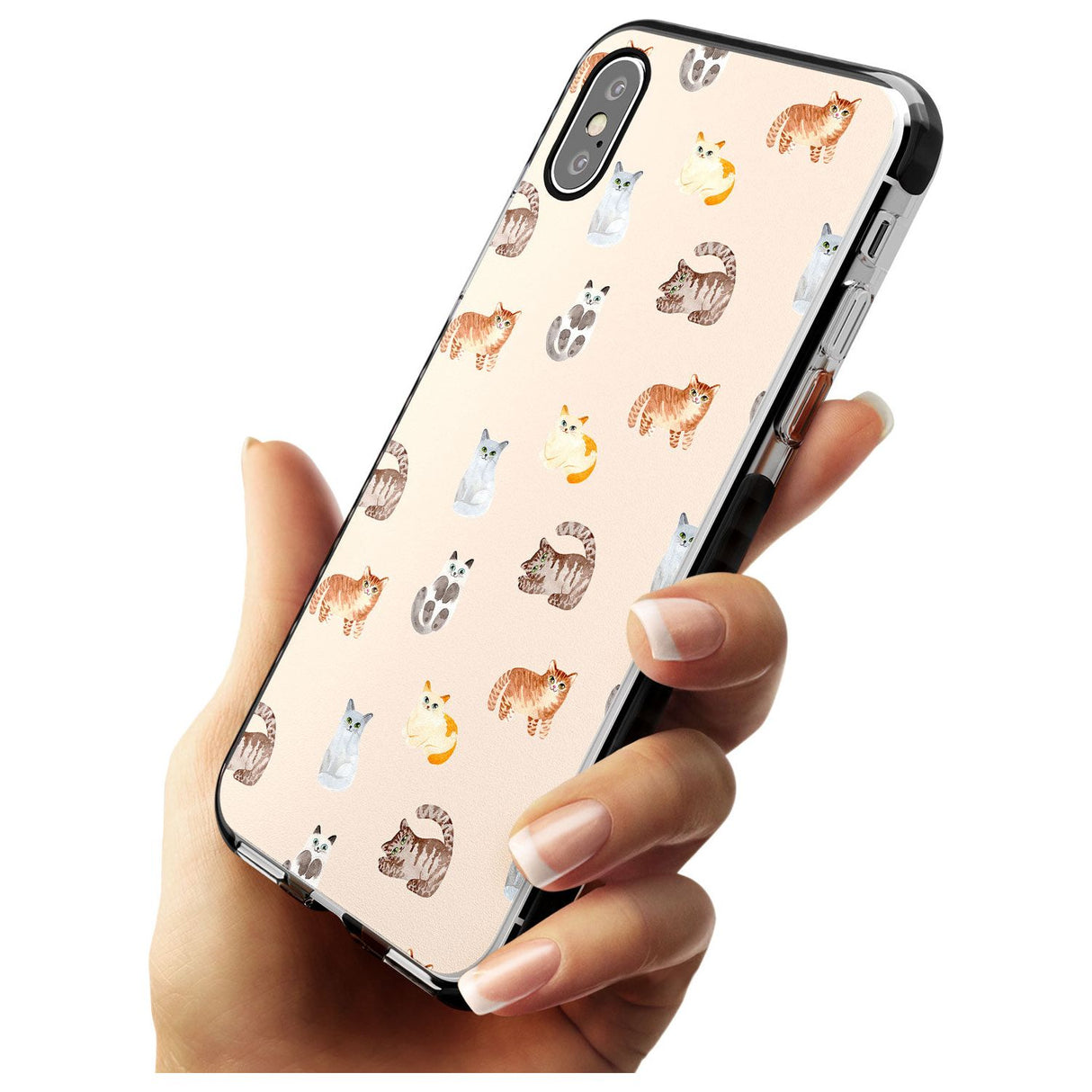 Cute Cat Pattern Pink Fade Impact Phone Case for iPhone X XS Max XR