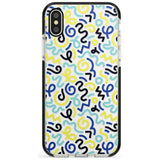 Blue & Yellow Shapes Memphis Retro Pattern Design Black Impact Phone Case for iPhone X XS Max XR