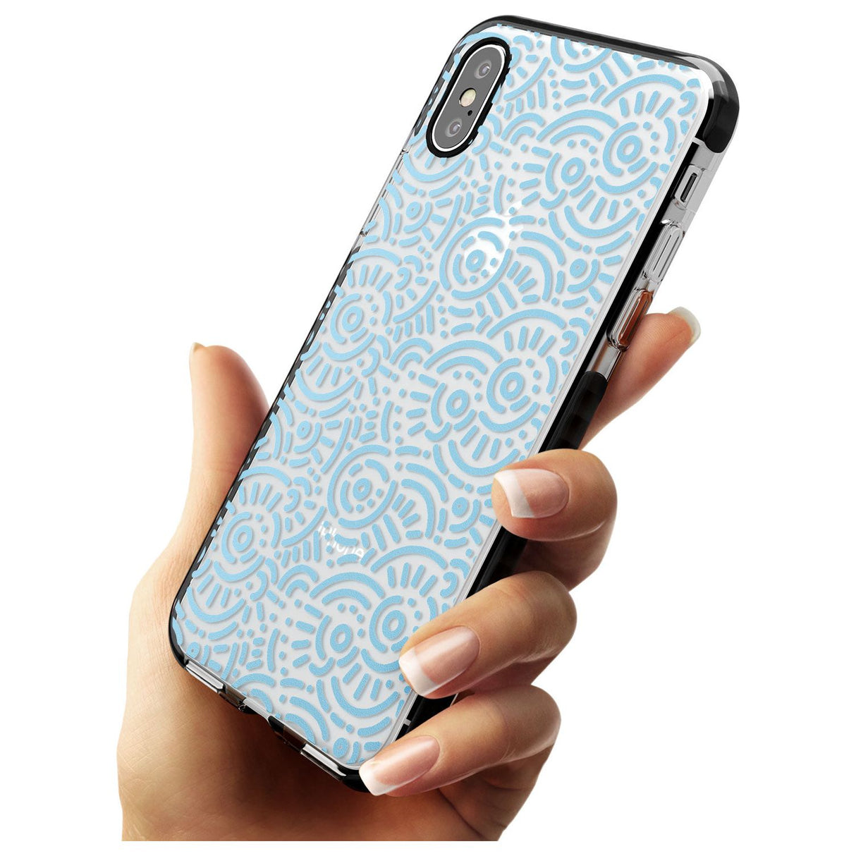 Light Blue Pattern Memphis Retro Pattern Design Black Impact Phone Case for iPhone X XS Max XR