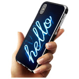 "Hello" Blue Cursive Neon Sign Black Impact Phone Case for iPhone X XS Max XR