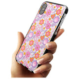 Peace, Love and Flowers Pattern Black Impact Phone Case for iPhone X XS Max XR