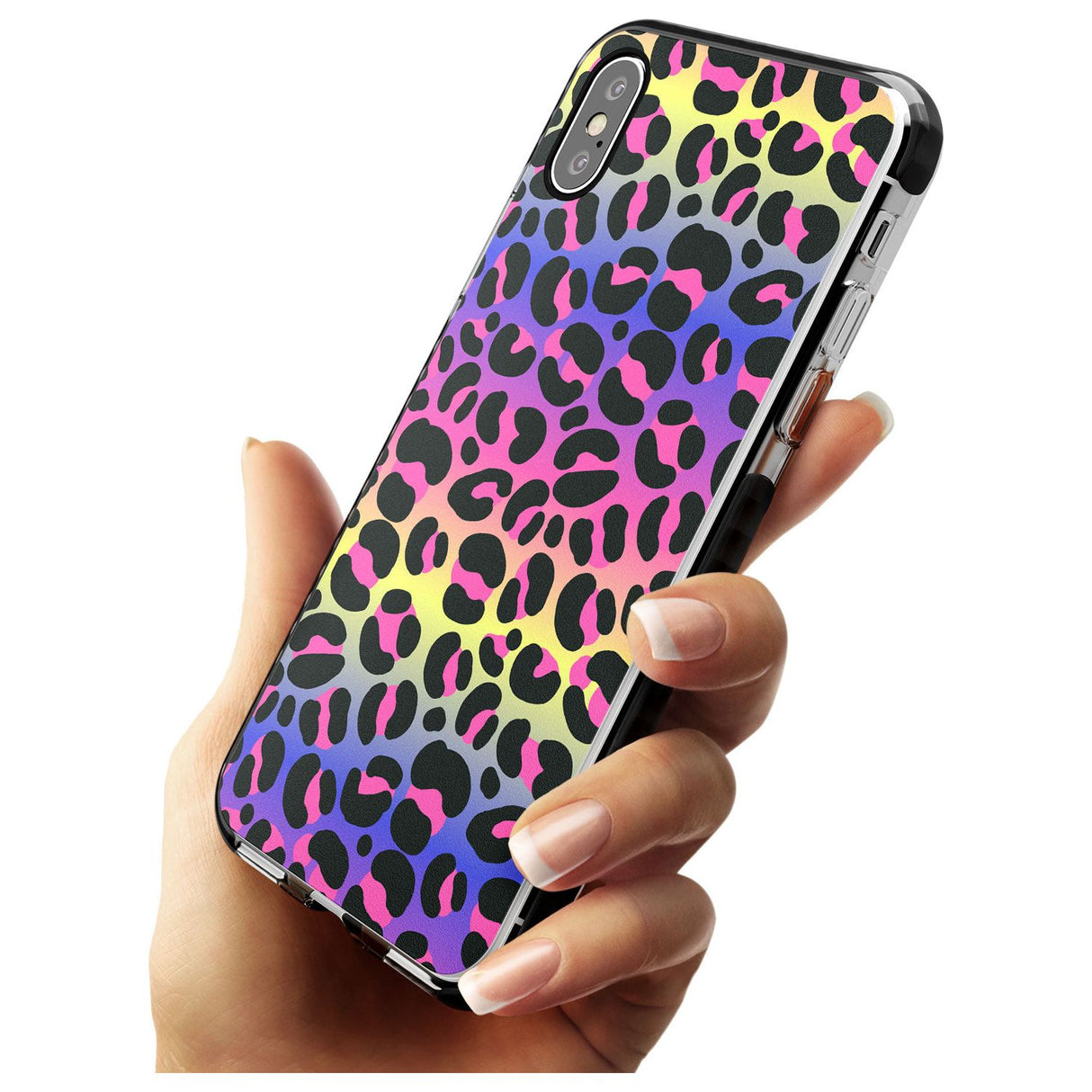 Rainbow Gradient Leopard Print Pink Fade Impact Phone Case for iPhone X XS Max XR