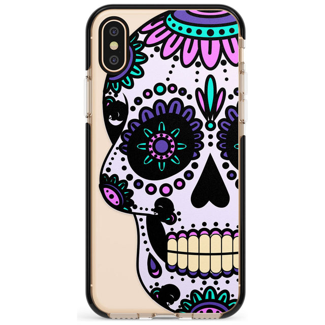 Violet Sugar Skull Black Impact Phone Case for iPhone X XS Max XR