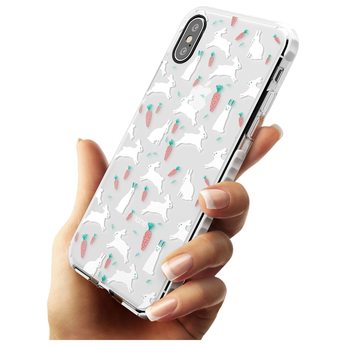 White Bunnies and Carrots Impact Phone Case for iPhone X XS Max XR