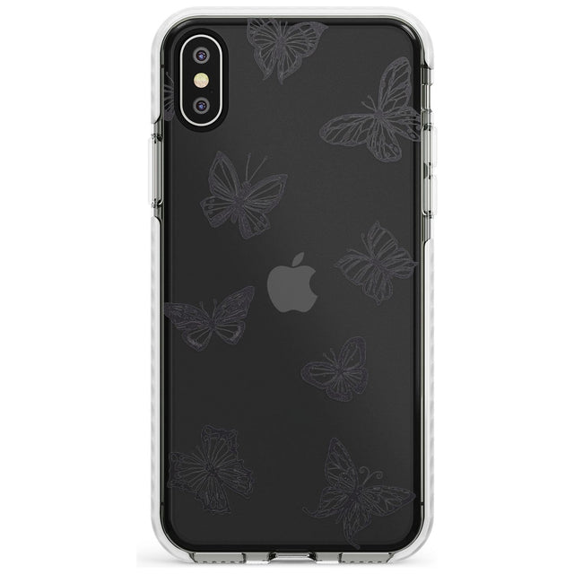 Grey Butterfly Line Pattern Impact Phone Case for iPhone X XS Max XR