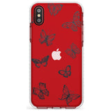 Grey Butterfly Line Pattern Impact Phone Case for iPhone X XS Max XR