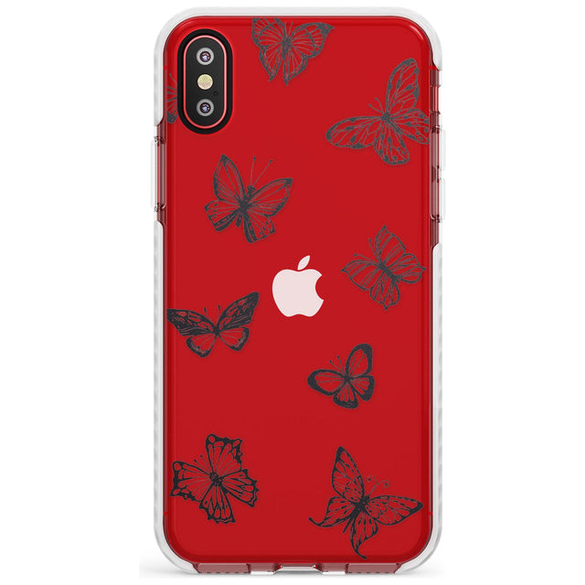 Grey Butterfly Line Pattern Impact Phone Case for iPhone X XS Max XR