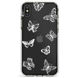 White Butterfly Line Pattern Impact Phone Case for iPhone X XS Max XR