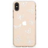 White Butterfly Line Pattern Impact Phone Case for iPhone X XS Max XR