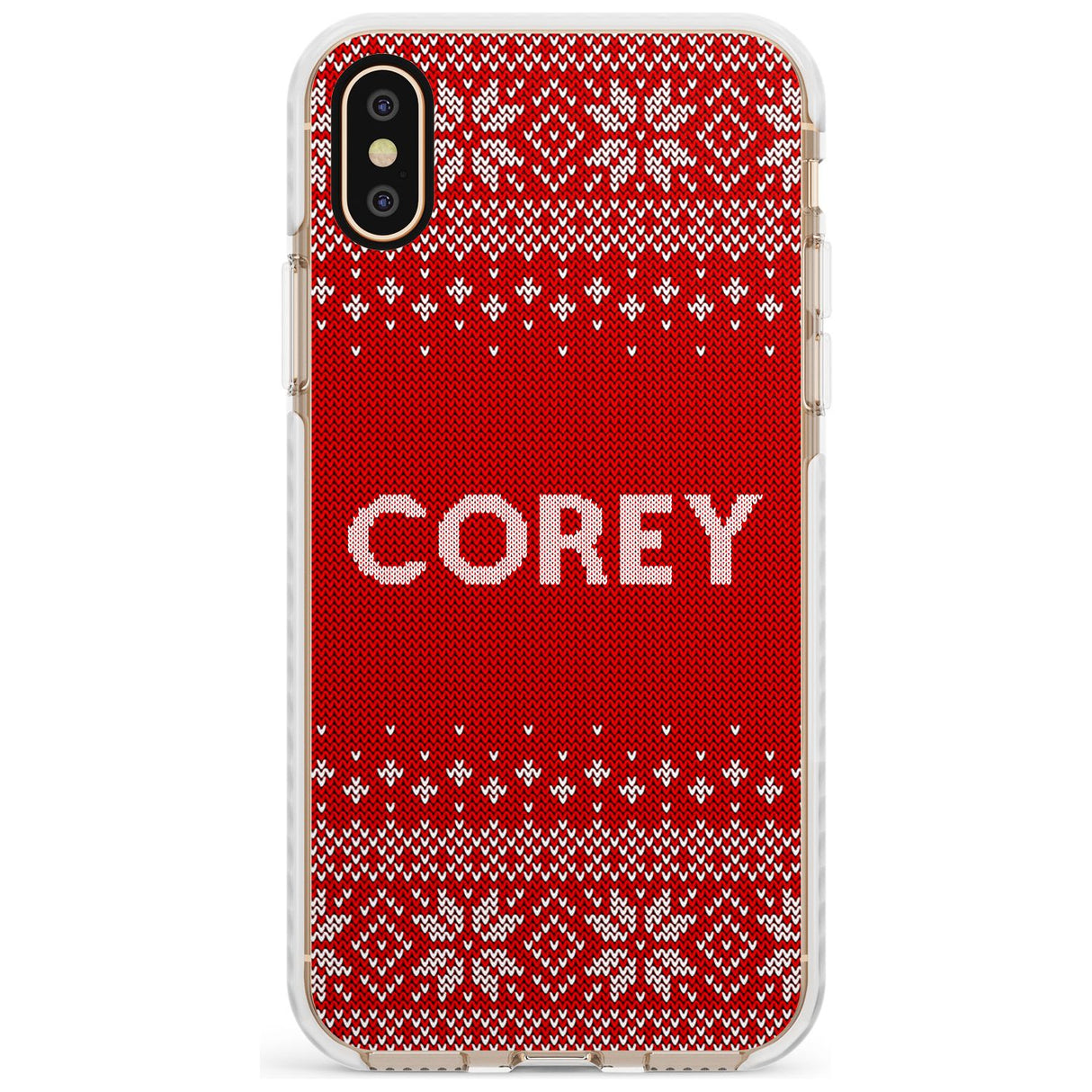 Personalised Red Christmas Knitted Jumper Impact Phone Case for iPhone X XS Max XR