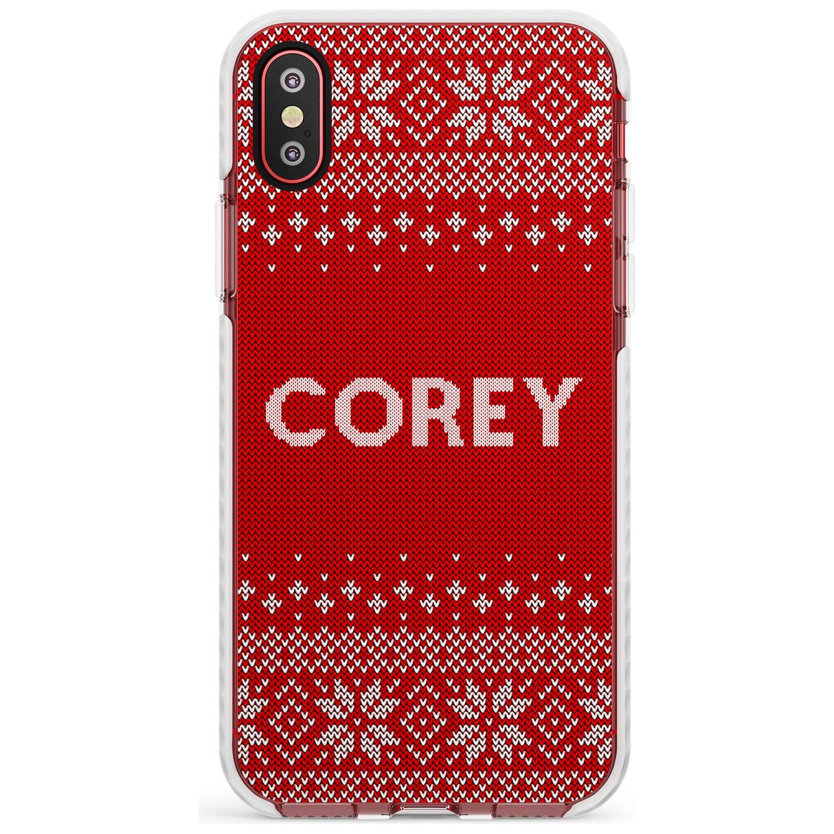 Personalised Red Christmas Knitted Jumper Impact Phone Case for iPhone X XS Max XR