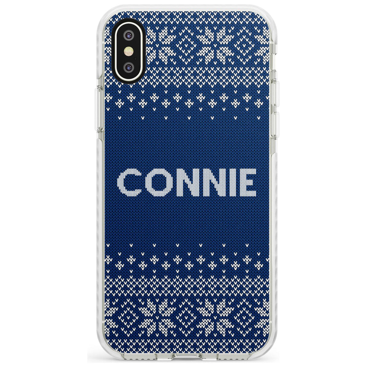 Personalised Blue Christmas Knitted Jumper Impact Phone Case for iPhone X XS Max XR