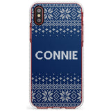 Personalised Blue Christmas Knitted Jumper Impact Phone Case for iPhone X XS Max XR