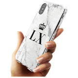 Personalised Initials with Crown on White Marble Impact Phone Case for iPhone X XS Max XR