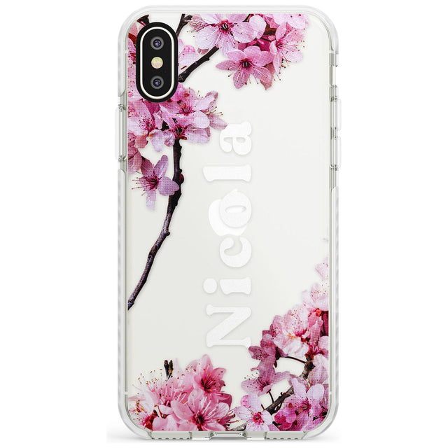 Cherry Blossoms with Custom Text Slim TPU Phone Case Warehouse X XS Max XR