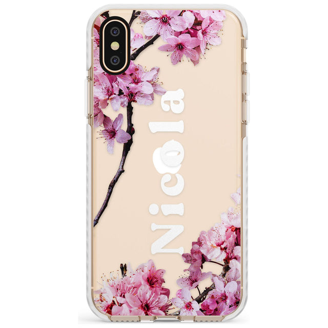 Cherry Blossoms with Custom Text Slim TPU Phone Case Warehouse X XS Max XR