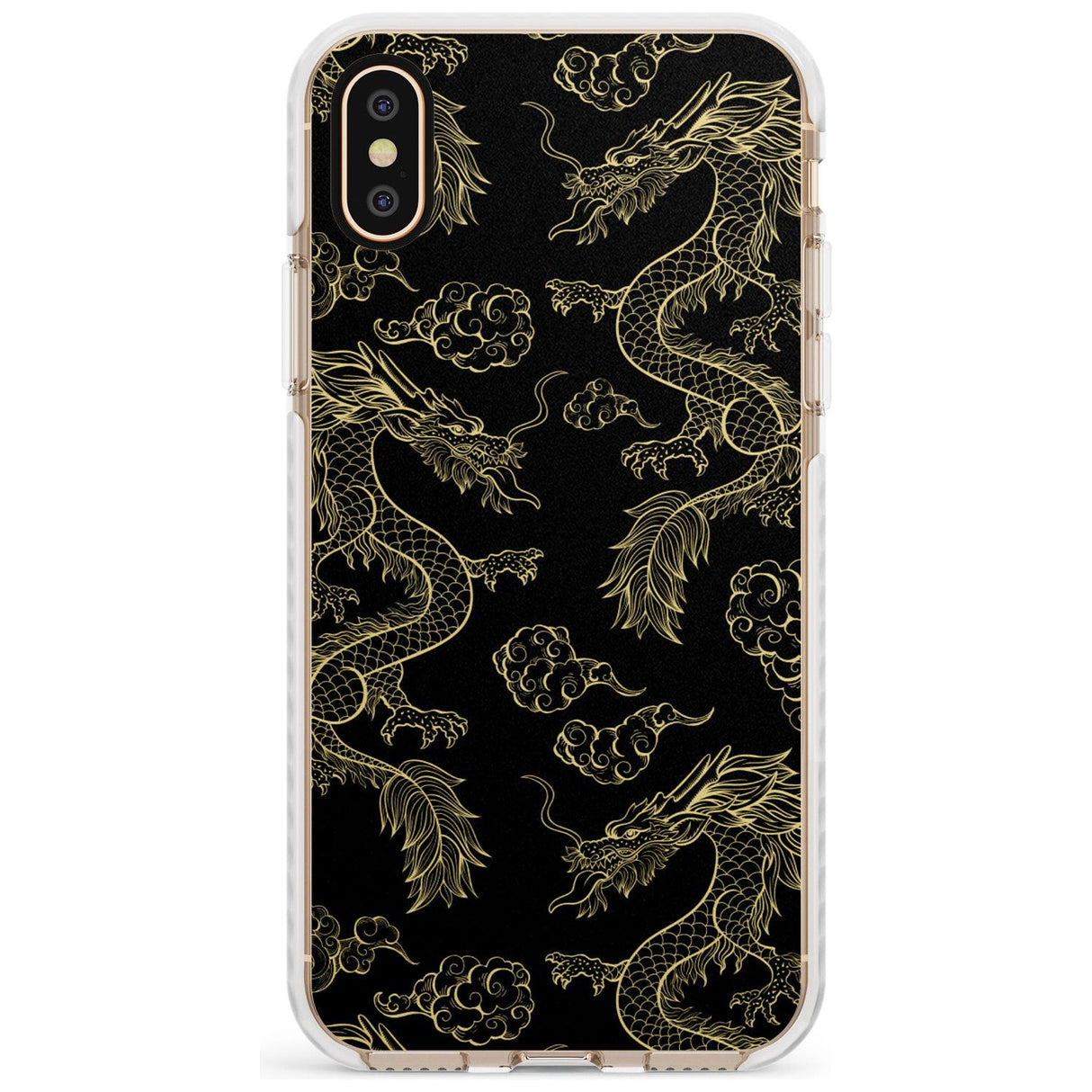 Black and Gold Dragon Pattern Impact Phone Case for iPhone X XS Max XR