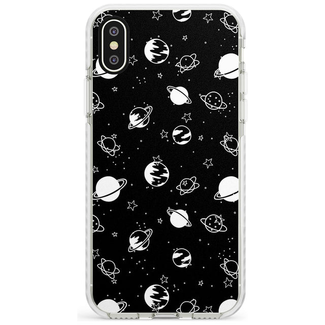 White Planets on Black Slim TPU Phone Case Warehouse X XS Max XR