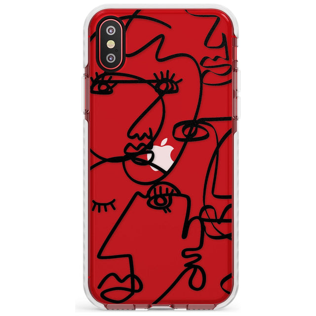 Continuous Line Faces: Black on Clear Slim TPU Phone Case Warehouse X XS Max XR