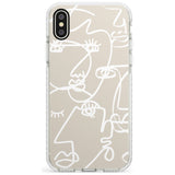 Continuous Line Faces: White on Beige Slim TPU Phone Case Warehouse X XS Max XR