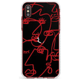 Continuous Line Faces: Clear on Black Slim TPU Phone Case Warehouse X XS Max XR