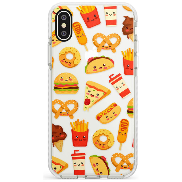 Fast Food Patterns Kawaii Fast Food Mix Phone Case iPhone X / iPhone XS / Impact Case,iPhone XR / Impact Case,iPhone XS MAX / Impact Case Blanc Space