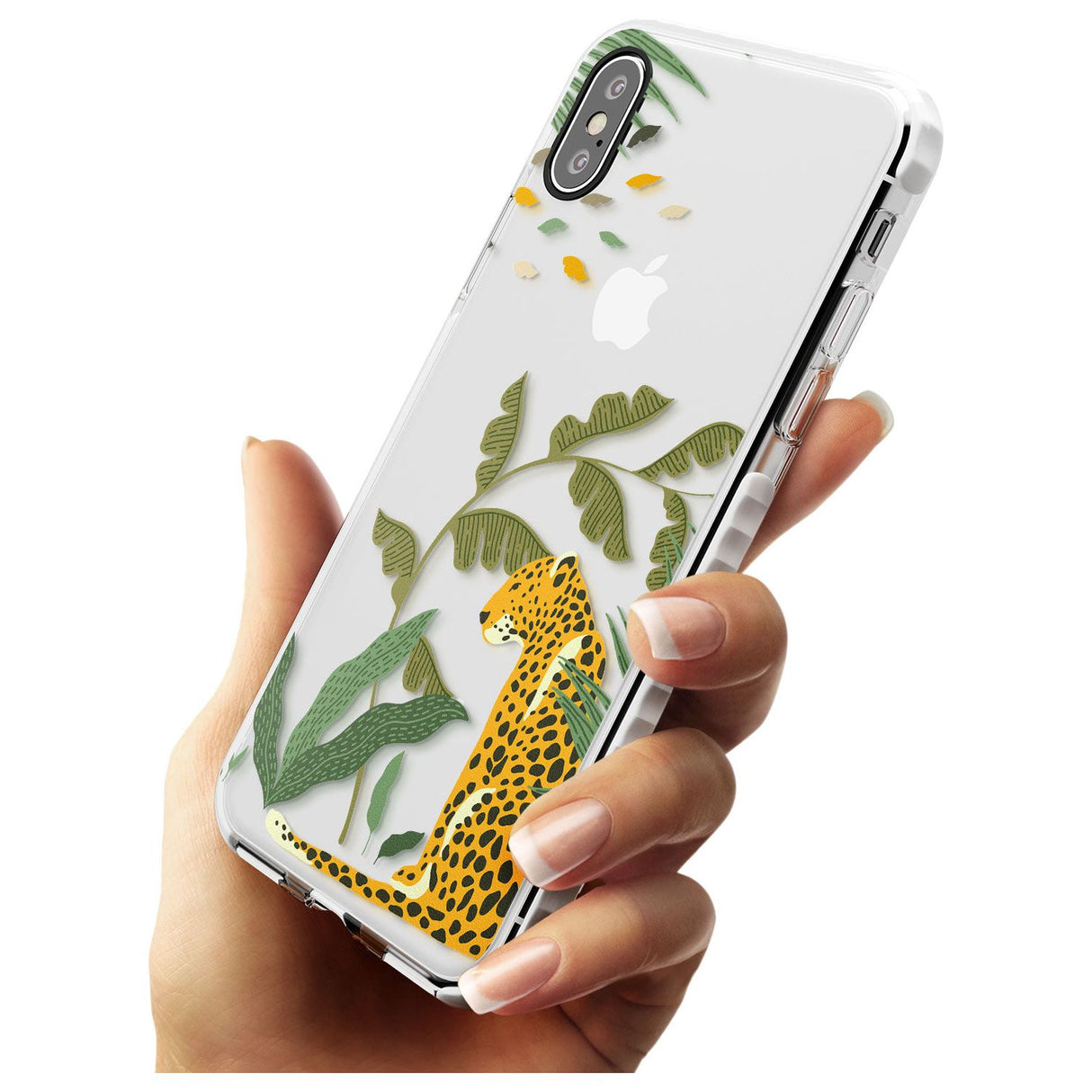 Large Jaguar Clear Jungle Cat Pattern Impact Phone Case for iPhone X XS Max XR