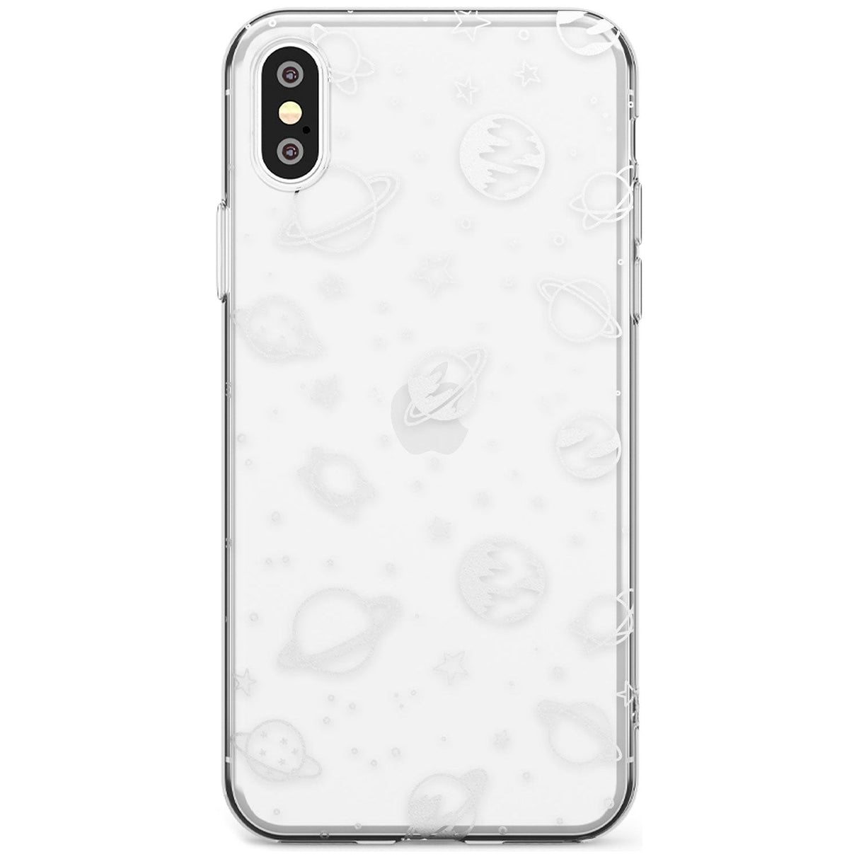 Outer Space Outlines: White on Clear Black Impact Phone Case for iPhone X XS Max XR