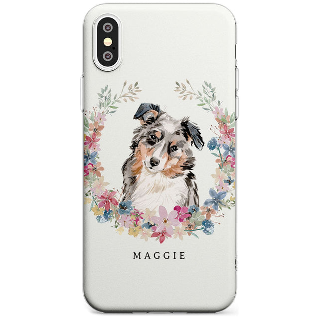 Australian Shepherd Watercolour Dog Portrait Slim TPU Phone Case Warehouse X XS Max XR