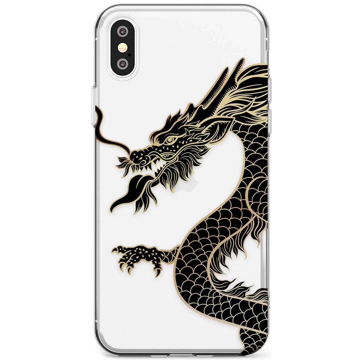 Large Black Dragon Phone Case iPhone XS MAX / Clear Case,iPhone XR / Clear Case,iPhone X / iPhone XS / Clear Case Blanc Space