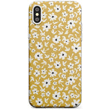 Floral Print on Mustard - Cute Floral Design Black Impact Phone Case for iPhone X XS Max XR