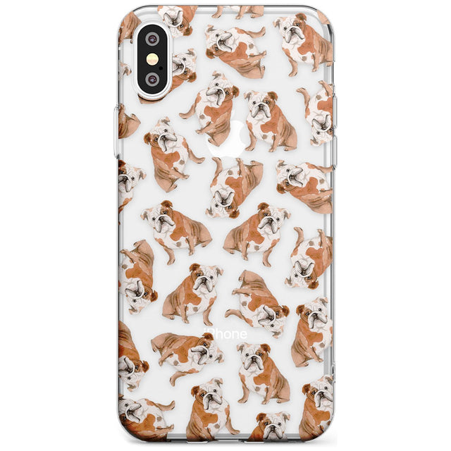 English Bulldog Watercolour Dog Pattern Phone Case iPhone X / iPhone XS / Clear Case,iPhone XR / Clear Case,iPhone XS MAX / Clear Case Blanc Space