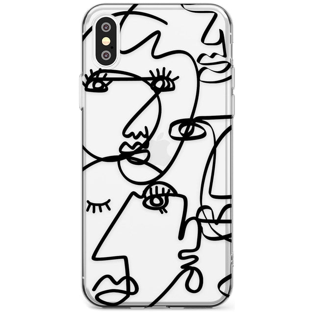 Continuous Line Faces: Black on Clear Black Impact Phone Case for iPhone X XS Max XR