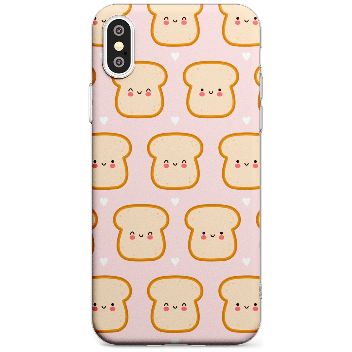 Bread Faces Kawaii Pattern Phone Case iPhone XS MAX / Clear Case,iPhone XR / Clear Case,iPhone X / iPhone XS / Clear Case Blanc Space