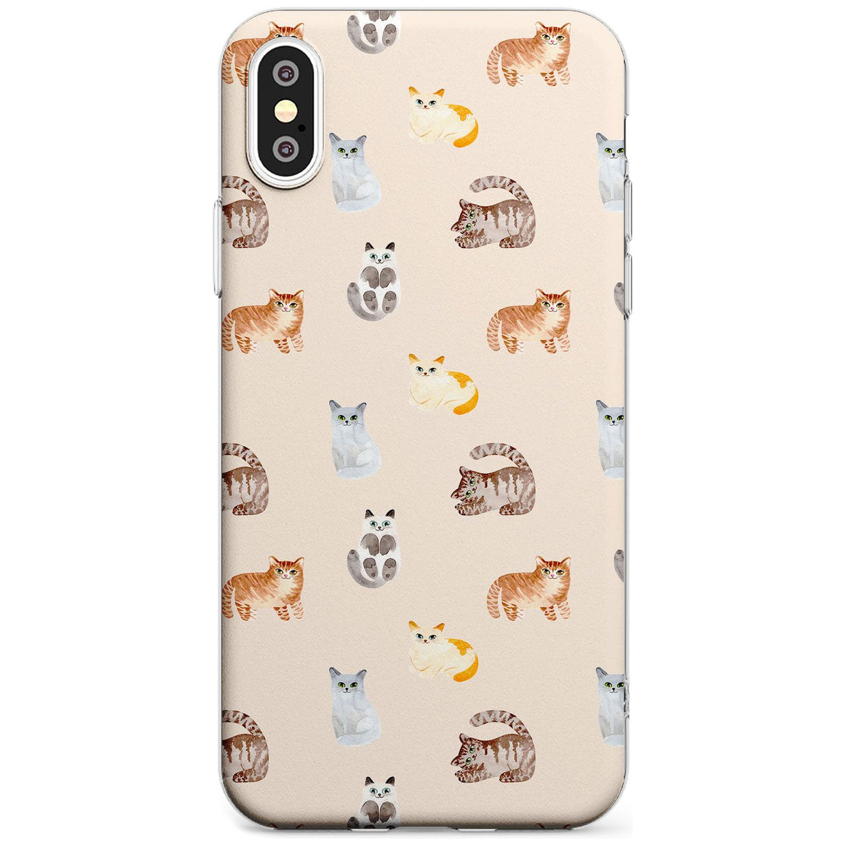 Cute Cat Pattern Black Impact Phone Case for iPhone X XS Max XR