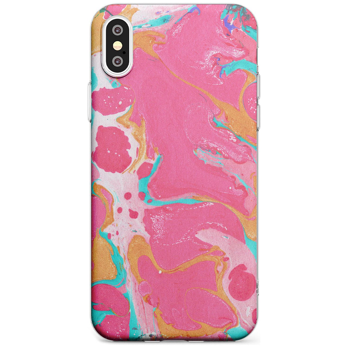 Pink, Orange & Turquoise Marbled Paper Pattern Slim TPU Phone Case Warehouse X XS Max XR