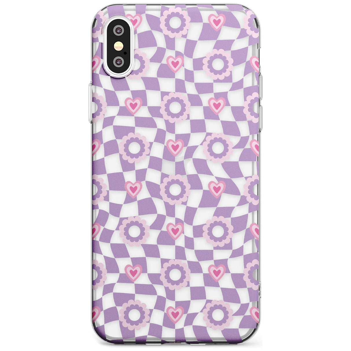 Checkered Love Pattern Slim TPU Phone Blanc Space X XS Max XR