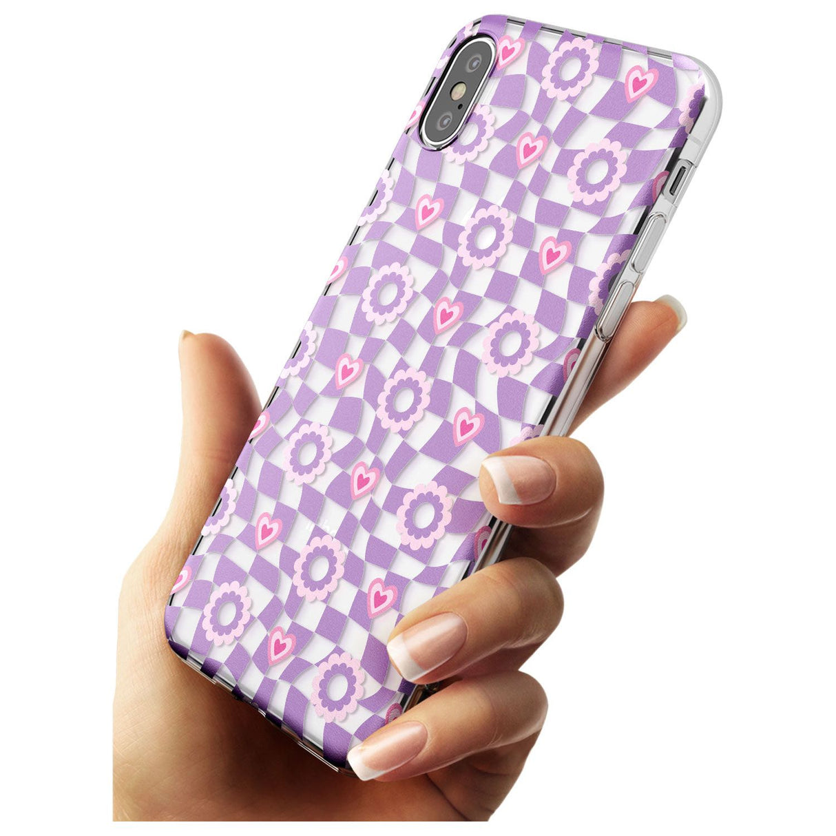 Checkered Love Pattern Slim TPU Phone Blanc Space X XS Max XR