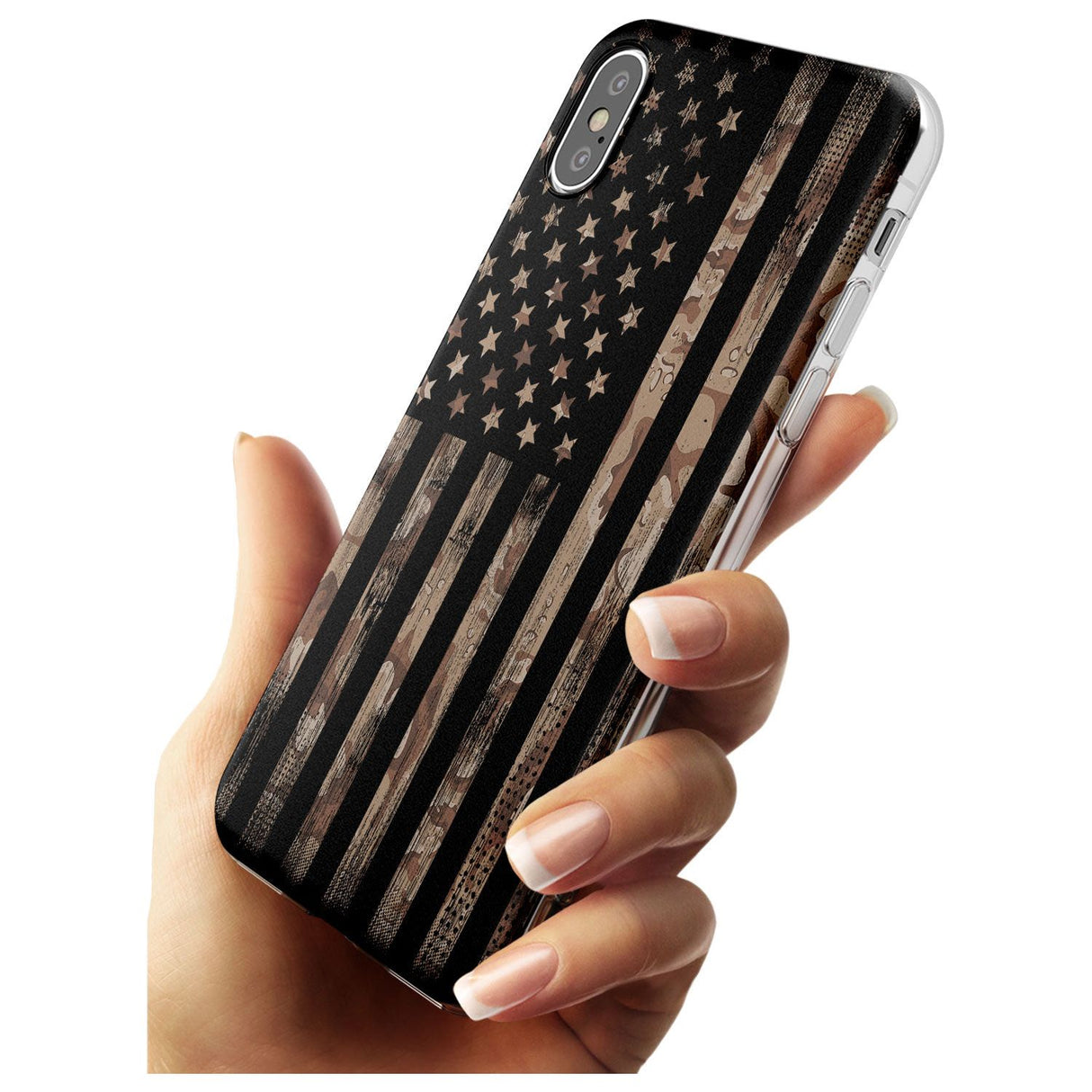 Desert Camo US Flag Slim TPU Phone Blanc Space X XS Max XR